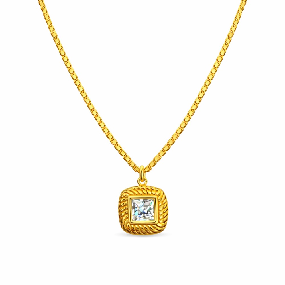 Gold Cushion-Style Pendant